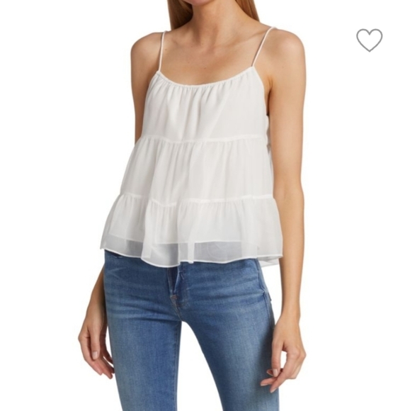 Alice + Olivia Tops - ALICE + OLIVIA Tish Tiered Silk-Blend Tank in Off White
